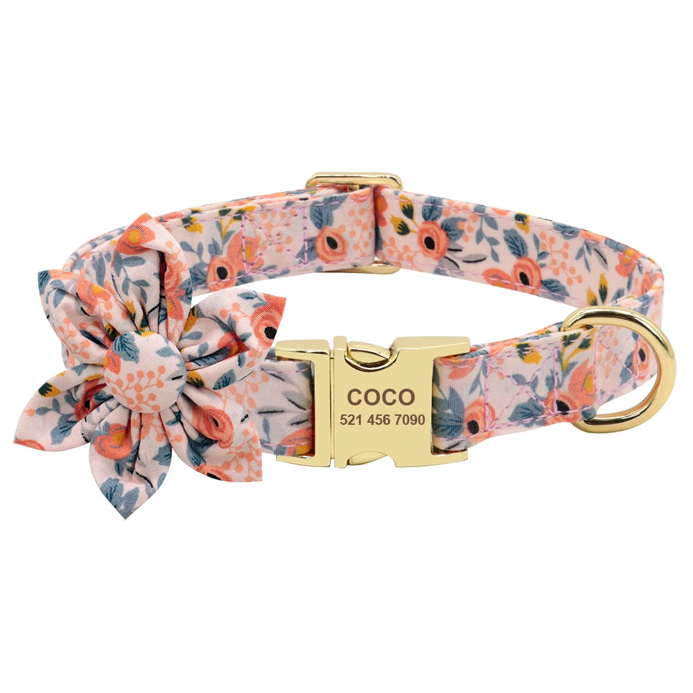 Custom Engraved Dog Collar & Leash Set - Personalized Nylon ID Collar