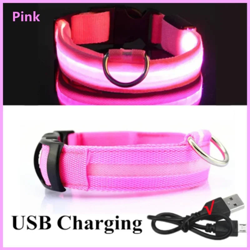 LED USB Rechargeable Dog Collar - 3 Mode Luminous Safety Collar for Dogs & Cats