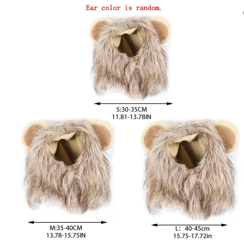 Lion Mane Cat Costume - Humorous Adjustable Headgear for Pets