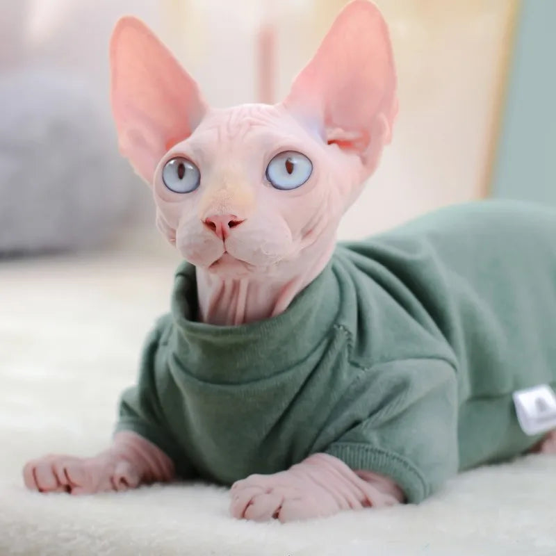 Sphynx Cat Hoodie - Warm Cotton Fleece Sweatshirt for Hairless Cats
