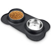 Stainless Steel Double Dog Bowl with Anti-Slip Silicone Mat