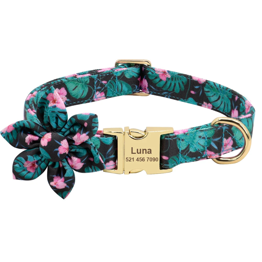 Custom Engraved Dog Collar & Leash Set - Personalized Nylon ID Collar
