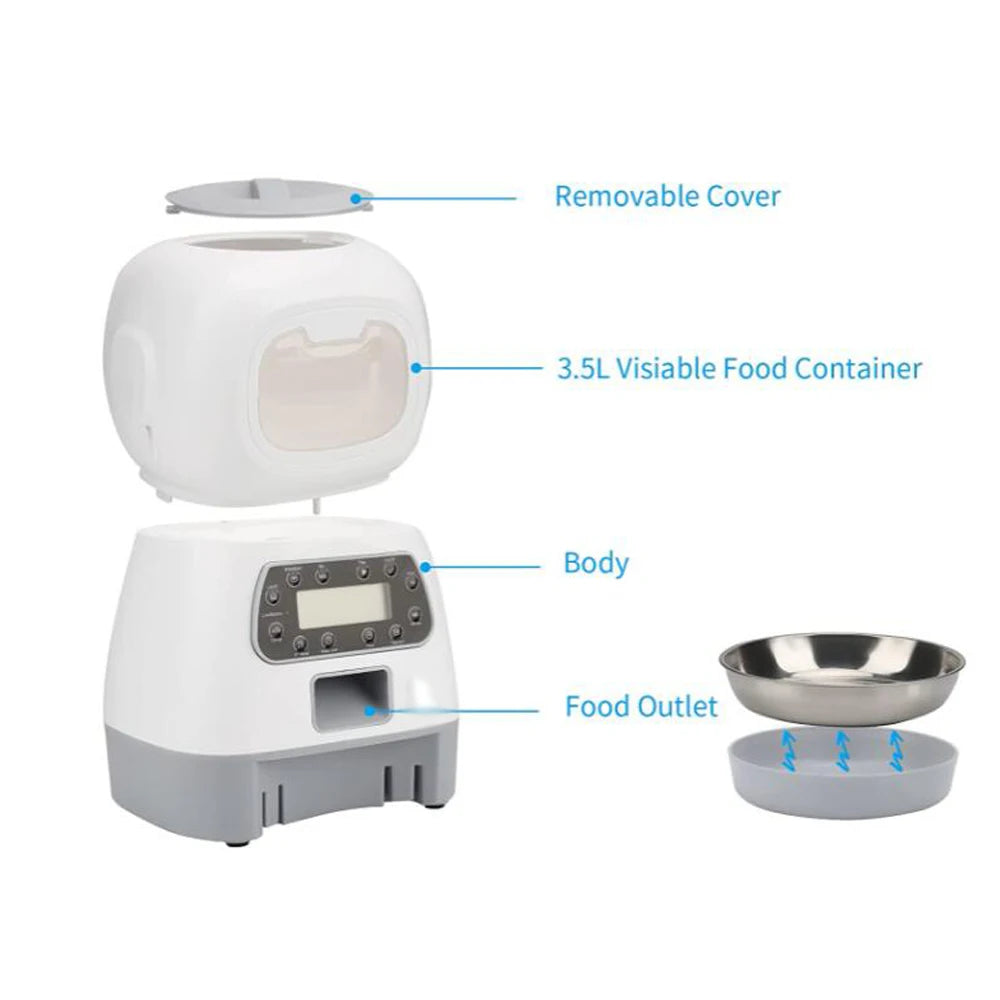 3.5L Automatic Pet Feeder with Timer - Smart Stainless Steel Dispenser