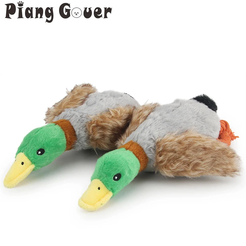 Plush Duck Squeaky Dog Toy - Cute Chew Rope for Tooth Cleaning