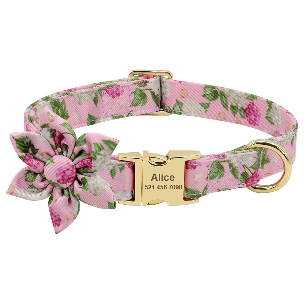 Custom Engraved Dog Collar & Leash Set - Personalized Nylon ID Collar