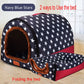 Warm Foldable Dog House with Star Print - Comfortable Kennel Mat