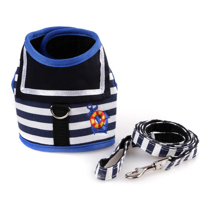 Navy Suit Dog Harness & Leash Set - Adjustable Chest Strap for Small & Medium Pets