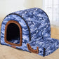 Warm Foldable Dog House with Star Print - Comfortable Kennel Mat