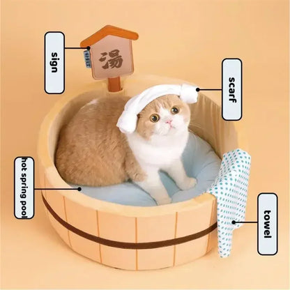 Japanese style hot spring pool, cat bed, bathtub shape, dog house, detachable anti fouling cat nest mat