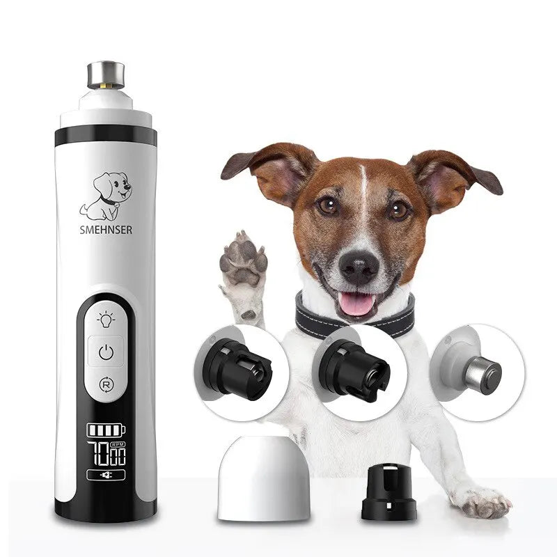 Electric Pet Nail Grinder with LED Light - USB Rechargeable for Dogs & Cats