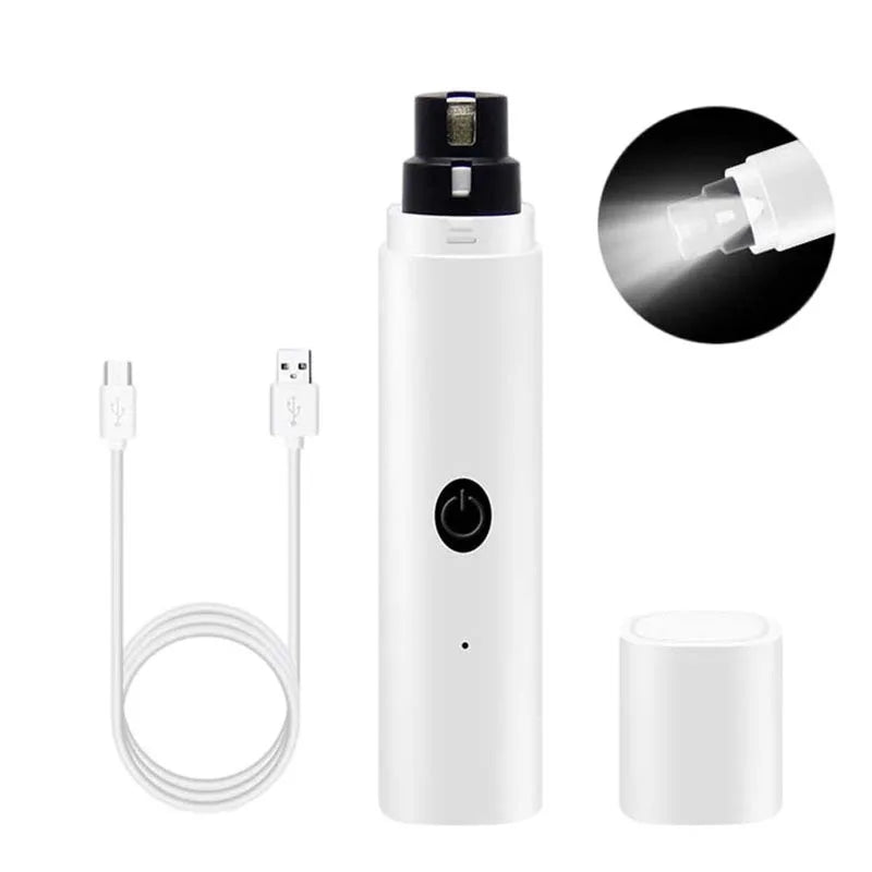 Electric Pet Nail Grinder with LED Light - USB Rechargeable for Dogs & Cats
