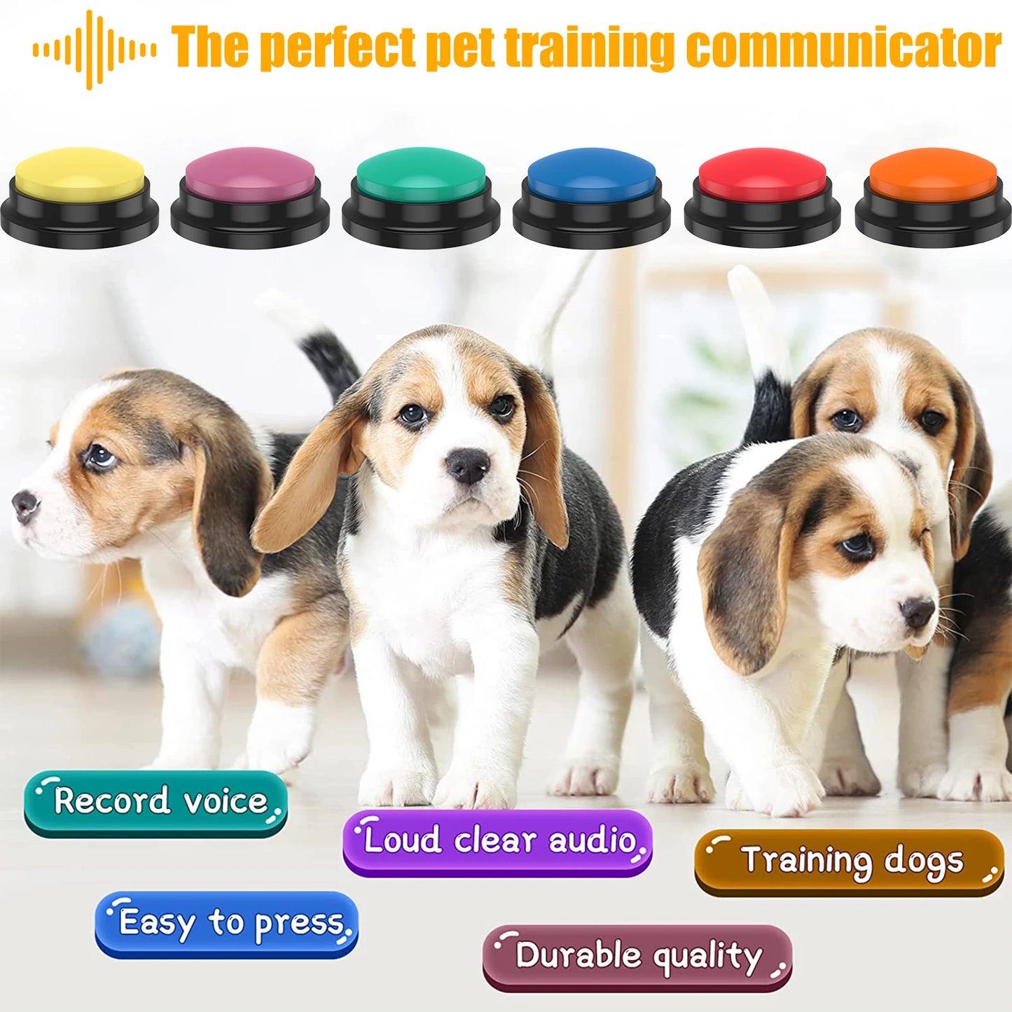 Recordable Dog Training Buttons - 4/6 Pack Interactive Talking Buzzer with Light
