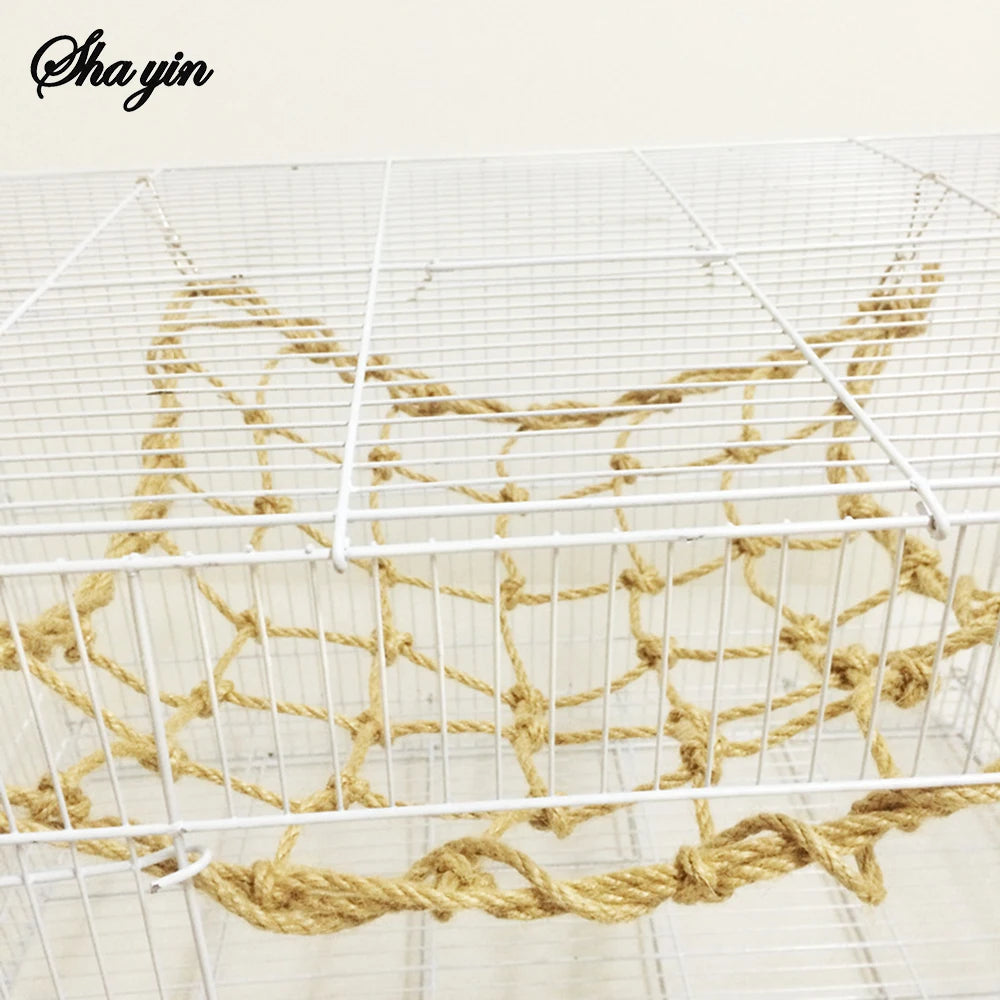 Parrot Rope Climbing Net - Natural Linen Bird Toy for Adventure & Exercise