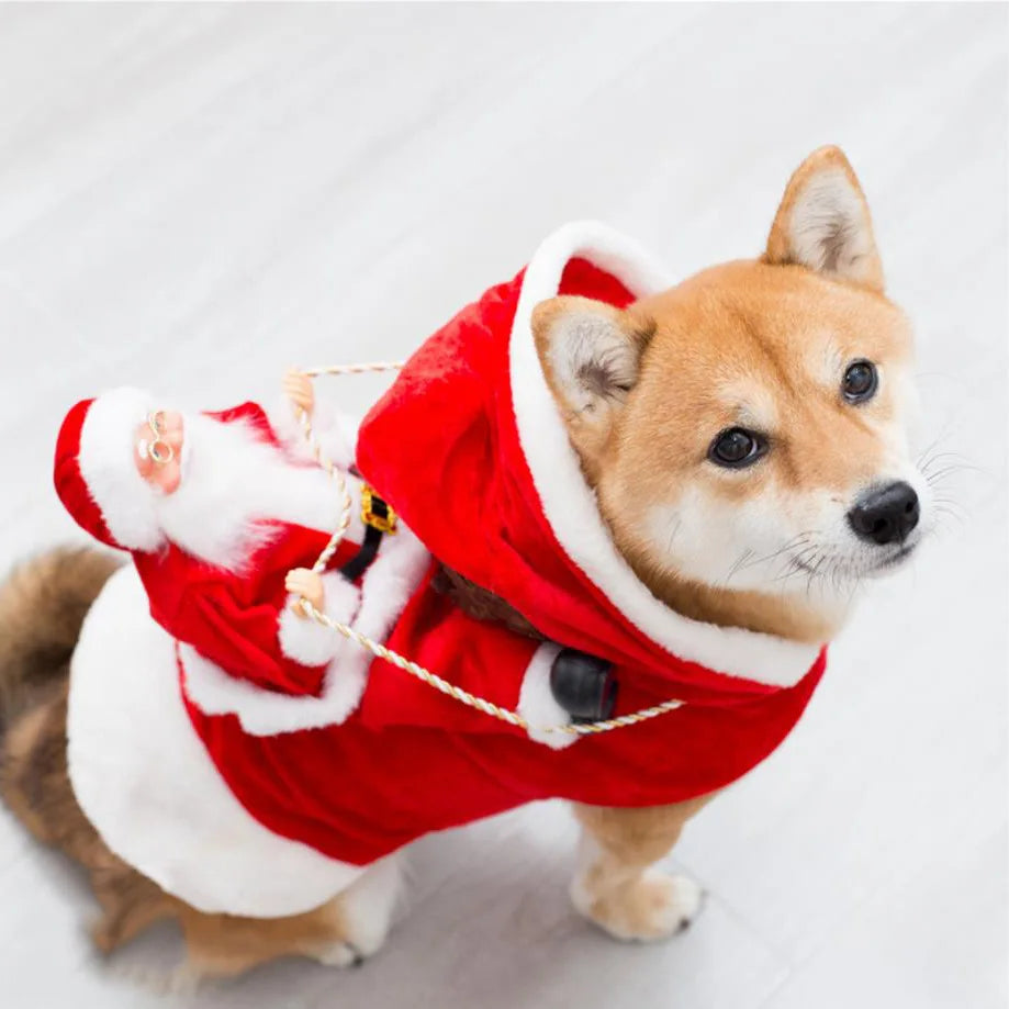 Christmas Santa Claus Pet Costume - Warm Fleece Holiday Outfit