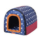 Warm Foldable Dog House with Star Print - Comfortable Kennel Mat