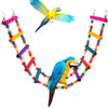12-Step Wooden Climbing Ladder - Colorful Bridge Swing for Parakeets & Budgies