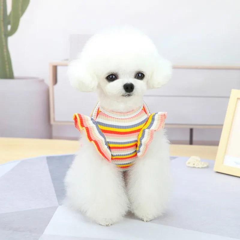 Ruffle Striped Pet Dress - Sweet Skirt Vest for Dogs & Cats