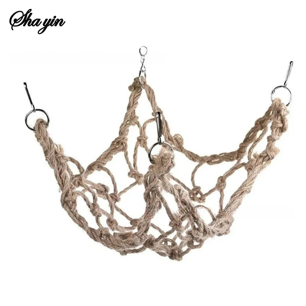 Parrot Rope Climbing Net - Natural Linen Bird Toy for Adventure & Exercise