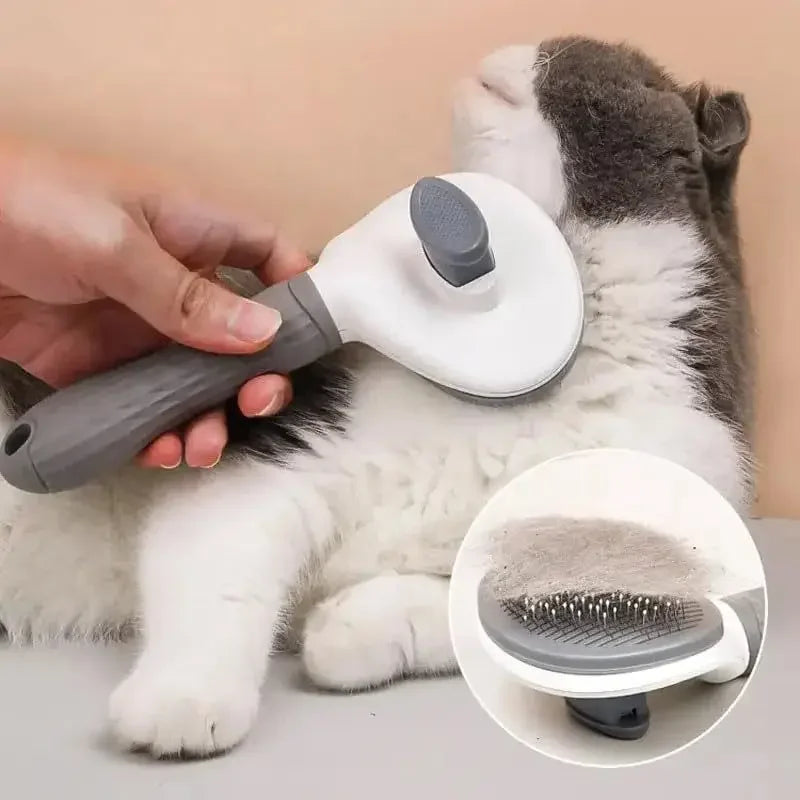 Self-Cleaning Pet Slicker Brush - Hair Removal Comb for Cats & Dogs
