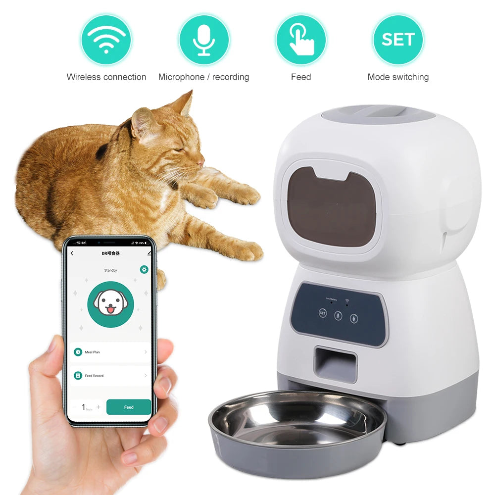 3.5L Automatic Pet Feeder with Timer - Smart Stainless Steel Dispenser