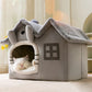 Foldable Winter Cat Cave Bed - Warm Chihuahua House & Basket