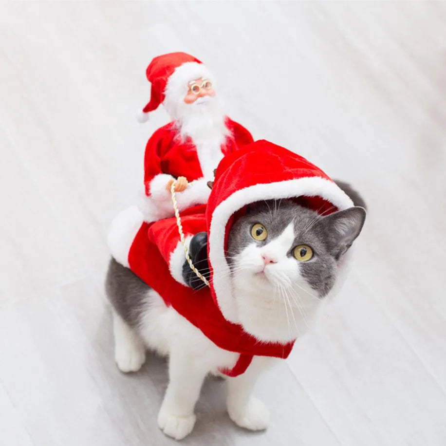 Christmas Santa Claus Pet Costume - Warm Fleece Holiday Outfit