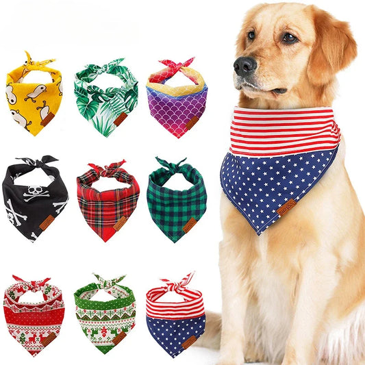Adjustable Dog Bandana Collar - Pet Scarf Bib for Small, Medium & Large Dogs