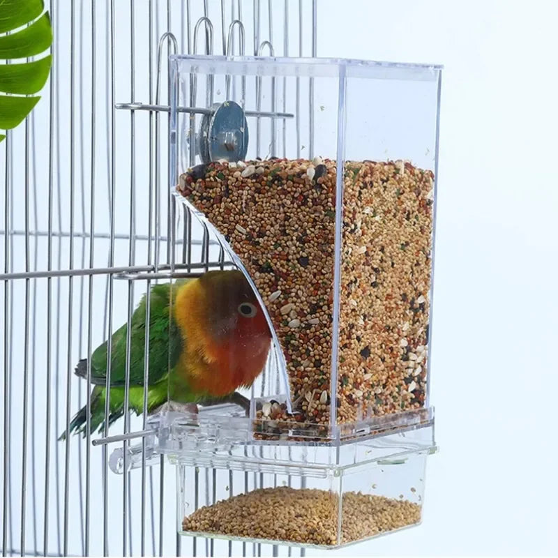 Anti-Splash Automatic Bird Feeder - Dust-Free Dispenser for Parakeets