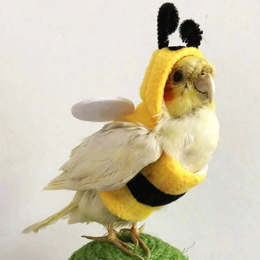 Adorable Bee Costume for Parrots - Soft Cotton Bird Hoodie Outfit