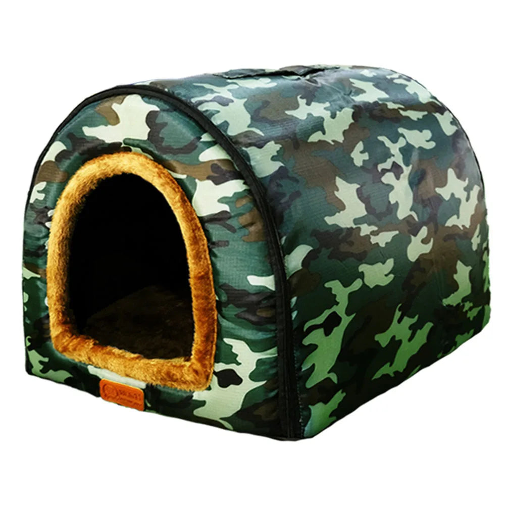 Warm Foldable Dog House with Star Print - Comfortable Kennel Mat