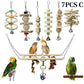 Colorful Wooden Parrot Swing with Bell - Cockatiel Training & Play Toy