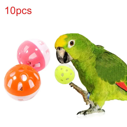 10-Pack Colorful Rolling Bell Balls - Interactive Parrot Chew Toys