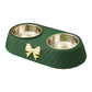 Double Pet Food Bowl with Bow Tie Design - Dog & Cat Feeding Station