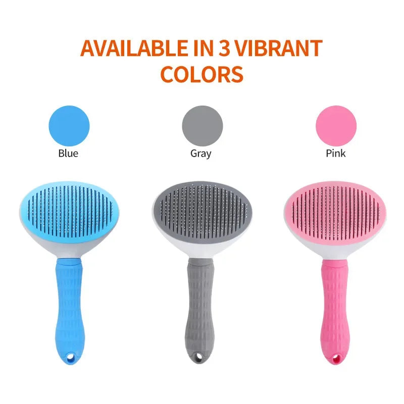 Self-Cleaning Pet Slicker Brush - Hair Removal Comb for Cats & Dogs