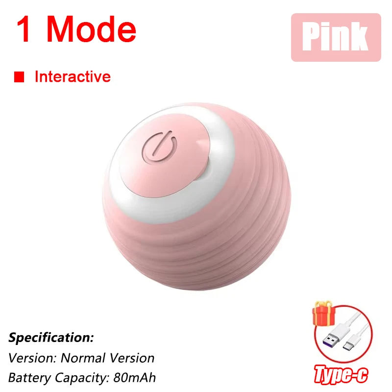 Smart Interactive Cat Ball with Faux Tail - Rechargeable Auto-Rolling Toy
