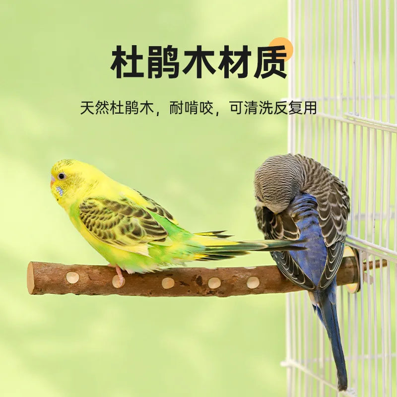 Natural Wood Bird Perch Stand - Paw Grinding Branch for Parakeets & Cockatiels