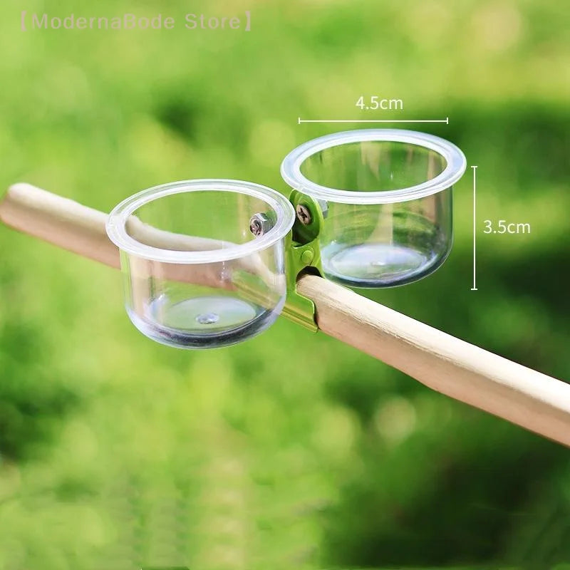 Parrot Food Bowl with Clip - Small Bird Feeder Water Cup & Bracket