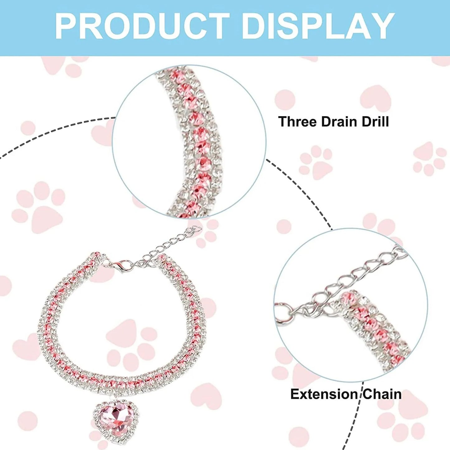 Rhinestone Crystal Pet Collar - Bling Diamond Necklace for Dogs & Cats