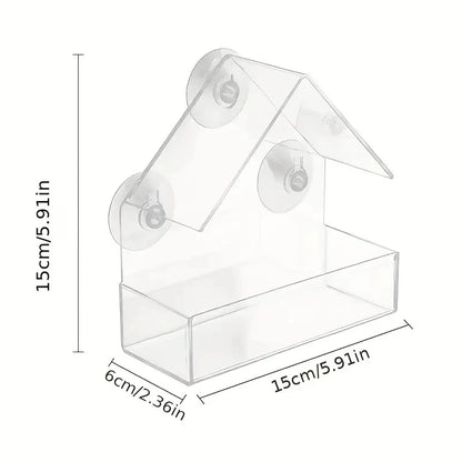 Clear Acrylic Window Bird Feeder - Outdoor Hanging Feeder with Suction Cups