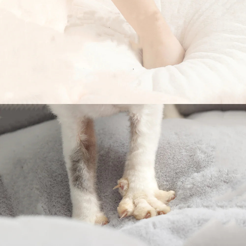 Round Long Plush Pet Beds Pets Sleeping Cave Cat Sleep Nest Sofa Pets Bed Warmth Lounger Cushion Cat House Indoor Cat Products