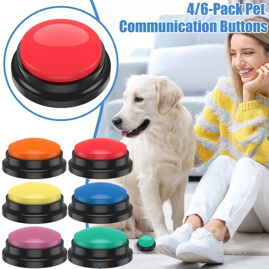 Recordable Dog Training Buttons - 4/6 Pack Interactive Talking Buzzer with Light