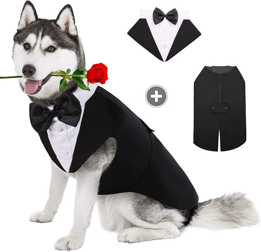 Formal Dog Tuxedo - Wedding Suit with Bow Tie for Small & Large Dogs