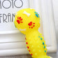 Paw Print Dumbbell Dog Chew Toy - Squeaky Teeth Cleaning Non-Toxic PVC