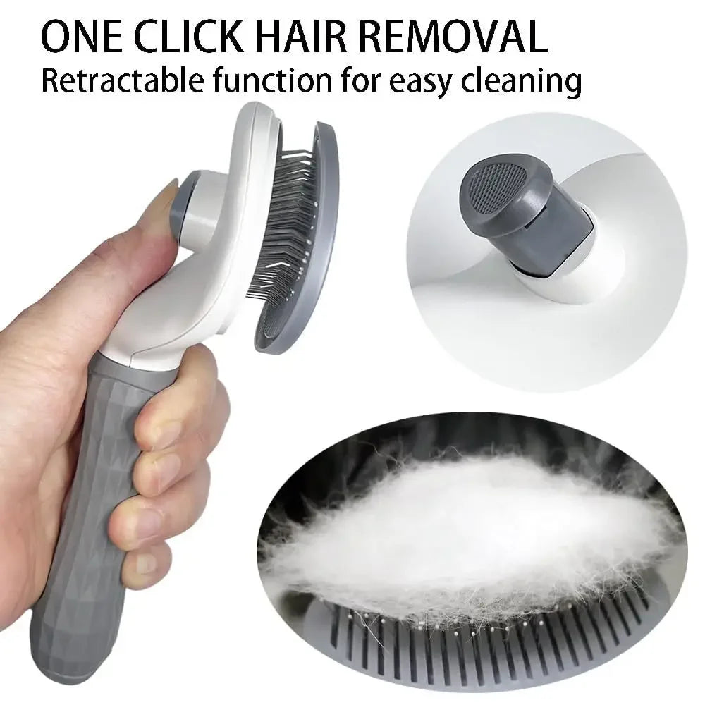 Self-Cleaning Pet Slicker Brush - Hair Removal Comb for Cats & Dogs