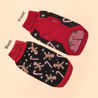 Christmas Dog Sweater - Knit Turtleneck Pullover for Small Dogs & Cats