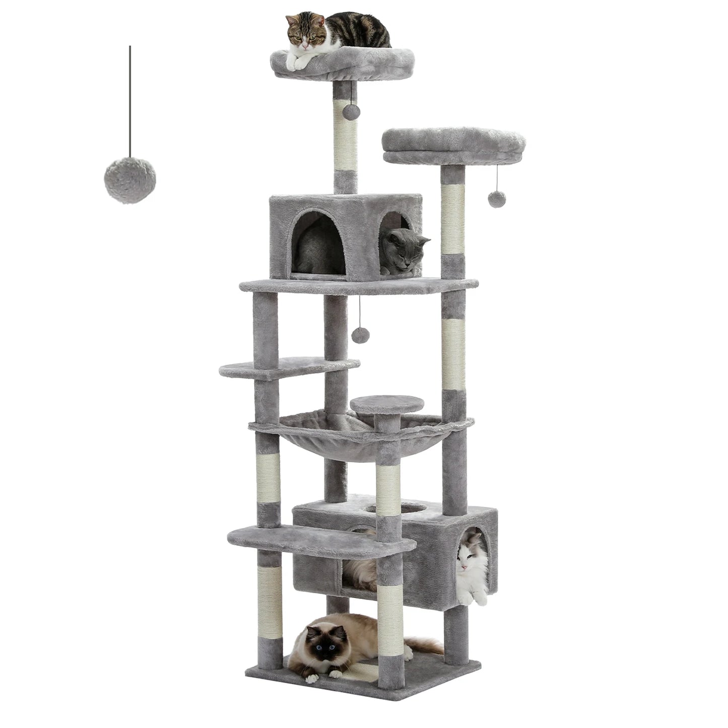 Large Multi-Level Cat Tree Tower - Sisal Scratching Posts & Hammock