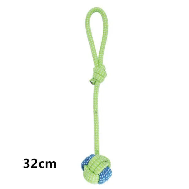 Cotton Rope Dog Toy Ball - Interactive Toothbrush Chew Toy for All Sizes