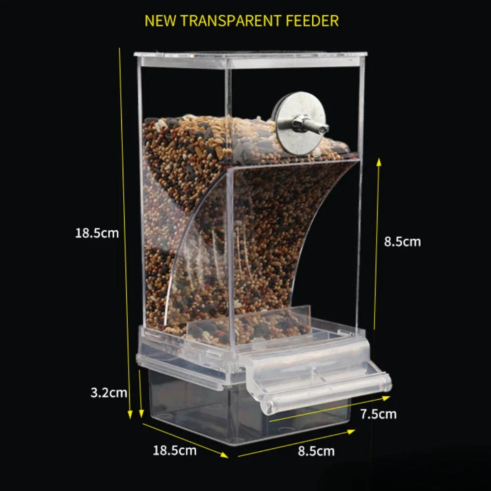 Anti-Splash Automatic Bird Feeder - Dust-Free Dispenser for Parakeets