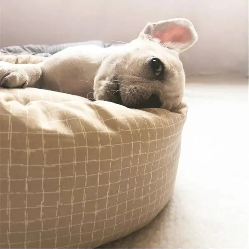 Fluffy Pet Bed - Washable Plaid Basket for Dogs & Cats (All Sizes)