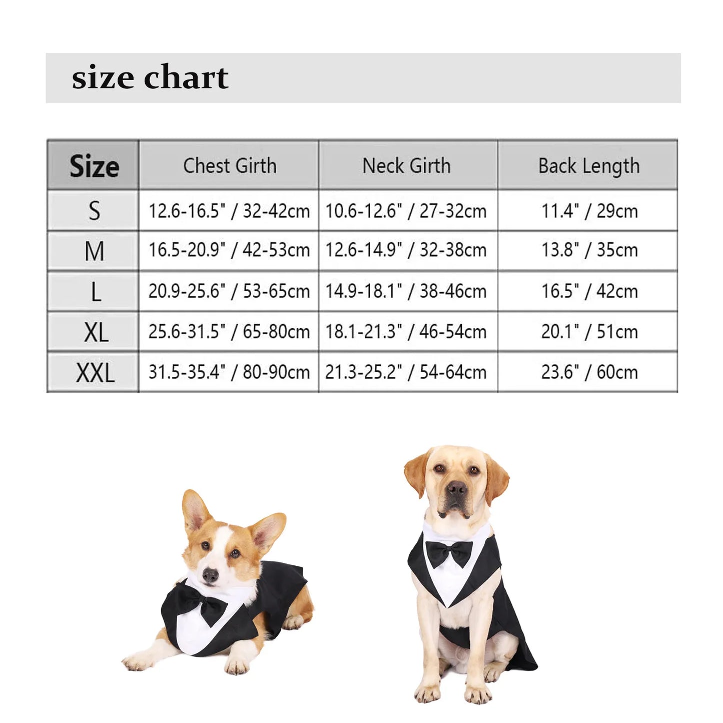 Formal Dog Tuxedo - Wedding Suit with Bow Tie for Small & Large Dogs